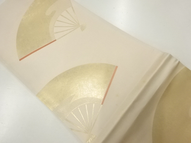 JAPANESE KIMONO / ANTIQUE FUKURO OBI / SILK / WOVEN FOLDING FAN PATTERN